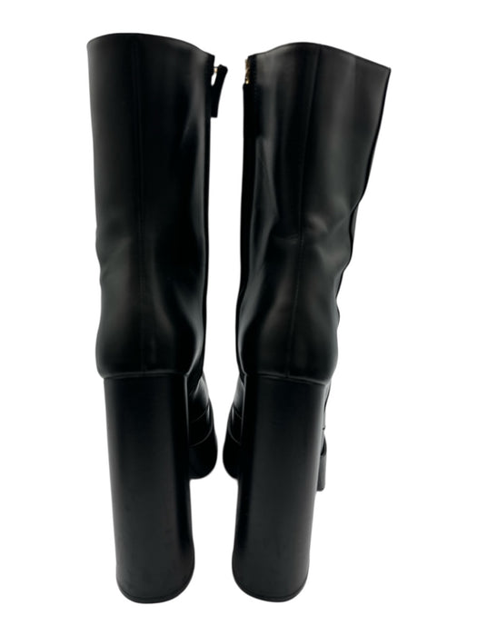 Versace Shoe Size 39.5 Black Leather Mid Calf Side Zip Platform Boots Black / 39.5