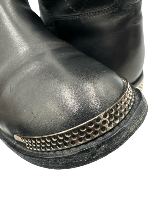 Chanel Shoe Size 39.5 Black Leather silver tone hardware Diamond Stitch Boots Black / 39.5