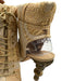 Chanel Shoe Size 39 Cream & Gold textile upper Brocade Lace Up Peep Toe Booties Cream & Gold / 39