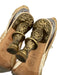 Chanel Shoe Size 39 Cream & Gold textile upper Brocade Lace Up Peep Toe Booties Cream & Gold / 39