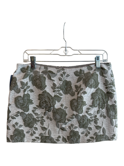 Reformation Size 6 Green Polyester Side Zip Floral Texture Mini Skirt Green / 6
