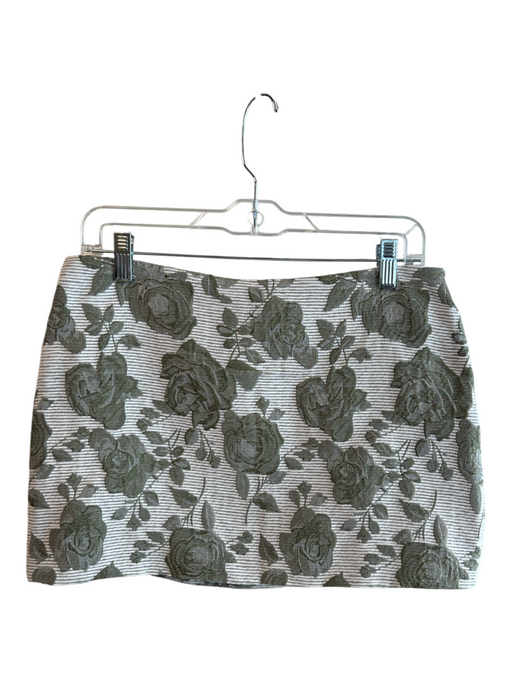 Reformation Size 6 Green Polyester Side Zip Floral Texture Mini Skirt Green / 6