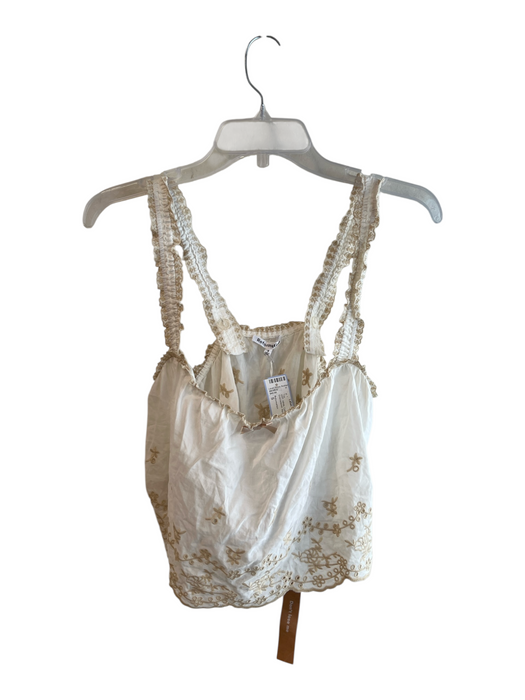 Reformation Size S White Cotton Blend Sleeveless Embroidered Square Neck Top White / S