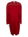 St John Size 12 Red & Gold Wool Blend Rhinestone Embellished Mock Neck Dress Red & Gold / 12
