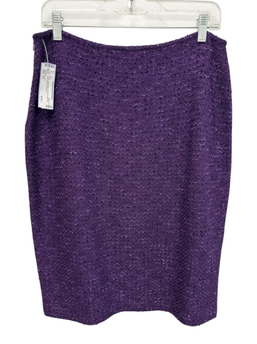 St John Size 10 Purple Wool Blend Chevron Side Zip Knee length Skirt Purple / 10