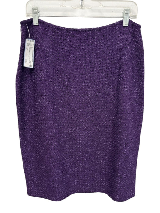 St John Size 10 Purple Wool Blend Chevron Side Zip Knee length Skirt Purple / 10