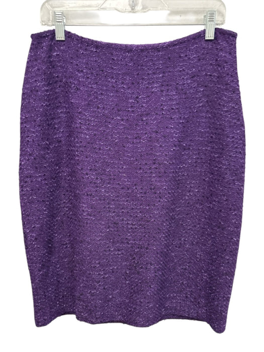 St John Size 10 Purple Wool Blend Chevron Side Zip Knee length Skirt Purple / 10