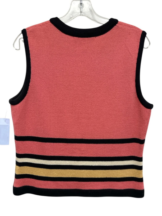 St John Sport Essentials Size M Pink, Black, Yellow Wool Blend Stripe Sweater Pink, Black, Yellow / M