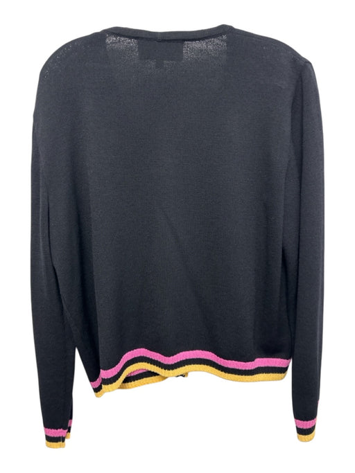 St John Sport Size L Black, Purple, Yellow Wool Blend Gold Tone Buttons Cardigan Black, Purple, Yellow / L