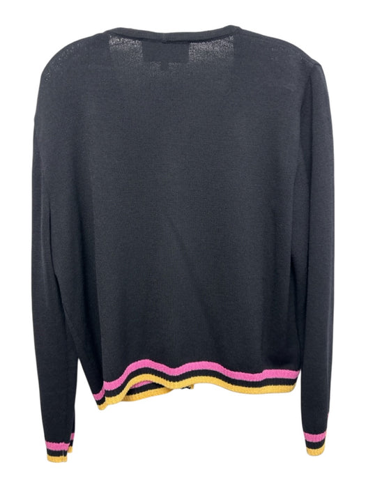 St John Sport Size L Black, Purple, Yellow Wool Blend Gold Tone Buttons Cardigan Black, Purple, Yellow / L