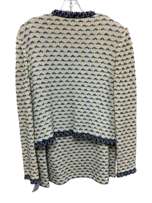 St John Collection Size 12 Cream, Blue, Green Wool Blend Textured Skirt Set Cream, Blue, Green / 12