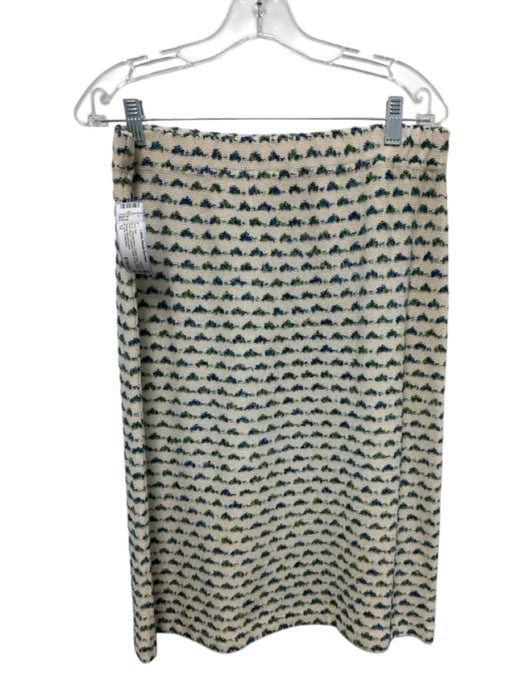 St John Collection Size 12 Cream, Blue, Green Wool Blend Textured Skirt Set Cream, Blue, Green / 12