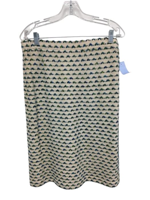 St John Collection Size 12 Cream, Blue, Green Wool Blend Textured Skirt Set Cream, Blue, Green / 12