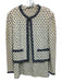 St John Collection Size 12 Cream, Blue, Green Wool Blend Textured Skirt Set Cream, Blue, Green / 12
