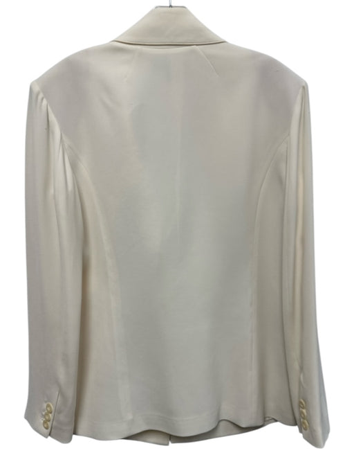 St. John Size 10 Cream Triacetate Blend Single Breasted Flap Pockets Jacket Cream / 10