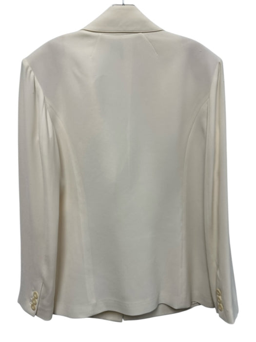 St. John Size 10 Cream Triacetate Blend Single Breasted Flap Pockets Jacket Cream / 10