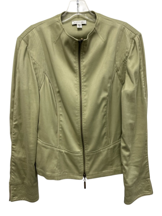 St John Sport Size L Sage green Cotton Blend Stitch Detail Mock Neck Jacket Sage green / L