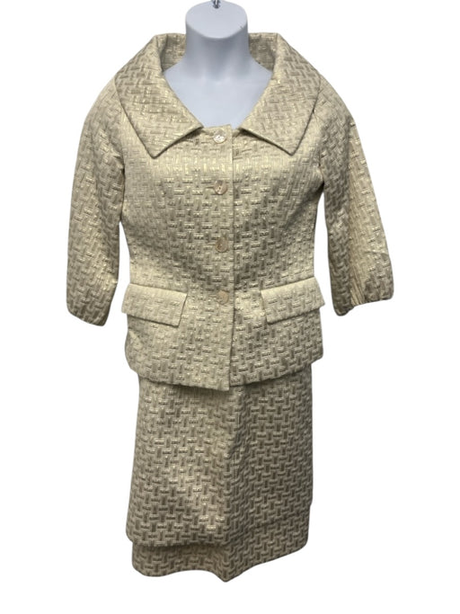 Dana Buchman Size 8/10 Champagne Gold Polyester Blend Shimmer Puckered Skirt Set Champagne Gold / 8/10