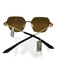 Bottega Veneta Gold Tone & Brown Metal Frame Hexagon Geometric Square Sunglasses Gold Tone & Brown