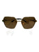 Bottega Veneta Gold Tone & Brown Metal Frame Hexagon Geometric Square Sunglasses Gold Tone & Brown