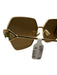 Bottega Veneta Gold Tone & Brown Metal Frame Hexagon Geometric Square Sunglasses Gold Tone & Brown