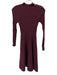 Ted Baker Size 1 Burgundy Red Viscose Blend Long Sleeve Ribbed Knit Dress Burgundy Red / 1