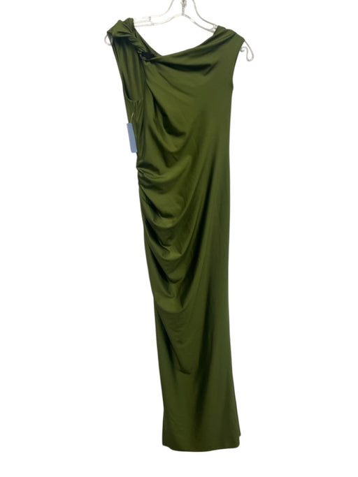 NBD Size S Moss Green Polyester Blend Off Shoulder Twist Strap Ruched Dress Moss Green / S
