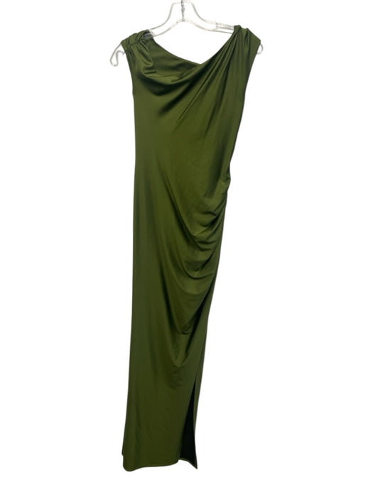 NBD Size S Moss Green Polyester Blend Off Shoulder Twist Strap Ruched Dress Moss Green / S
