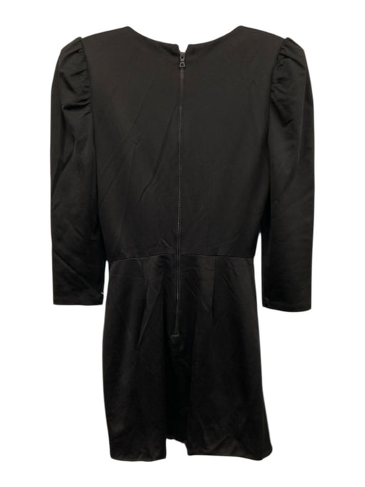 Alice + Olivia Size 2 Black Viscose Blend 3/4 Sleeve Shoulder Pads V Neck Dress Black / 2