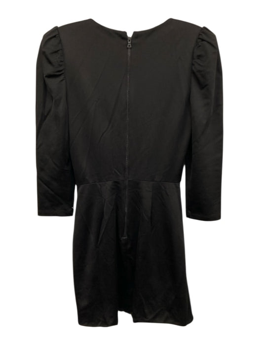 Alice + Olivia Size 2 Black Viscose Blend 3/4 Sleeve Shoulder Pads V Neck Dress Black / 2
