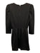 Alice + Olivia Size 2 Black Viscose Blend 3/4 Sleeve Shoulder Pads V Neck Dress Black / 2