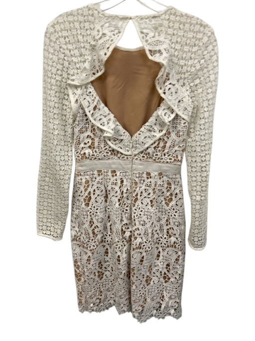 Adelyn Rae Size XS White & Beige Polyester Lace Overlay Long Sleeve Dress White & Beige / XS