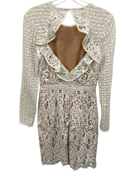 Adelyn Rae Size XS White & Beige Polyester Lace Overlay Long Sleeve Dress White & Beige / XS