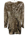 Misha Collection Size 4 Gold & White Polyester Blend Sequined Long Sleeve Dress Gold & White / 4