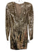 Misha Collection Size 4 Gold & White Polyester Blend Sequined Long Sleeve Dress Gold & White / 4