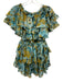 Misa Size XS Teal Blue & Yellow Polyester Off Shoulder Abstract Print Dress Teal Blue & Yellow / XS
