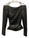 Nanushka Size XS Black PU Leather Long Sleeve Wrap Button Front Top Black / XS