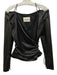 Nanushka Size XS Black PU Leather Long Sleeve Wrap Button Front Top Black / XS