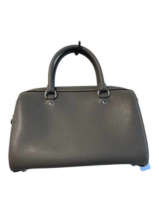 Coach Gray Leather silver tone hardware Solid Top Handle Removable Crossbody Bag Gray