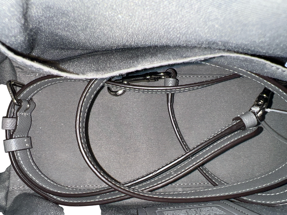 Coach Gray Leather silver tone hardware Solid Top Handle Removable Crossbody Bag Gray