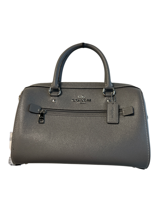 Coach Gray Leather silver tone hardware Solid Top Handle Removable Crossbody Bag Gray