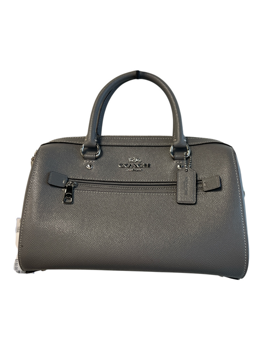 Coach Gray Leather silver tone hardware Solid Top Handle Removable Crossbody Bag Gray
