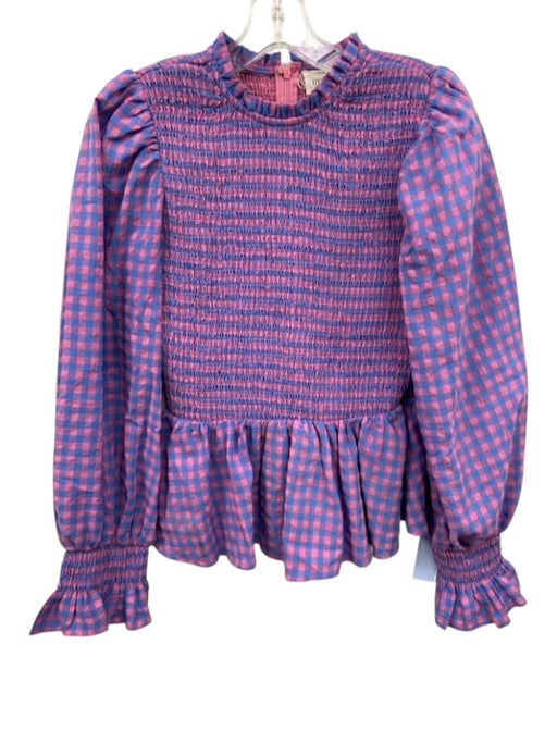 Hyacinth House Size S Blue & Pink Cotton Blend Gingham Long Balloon Sleeve Top Blue & Pink / S