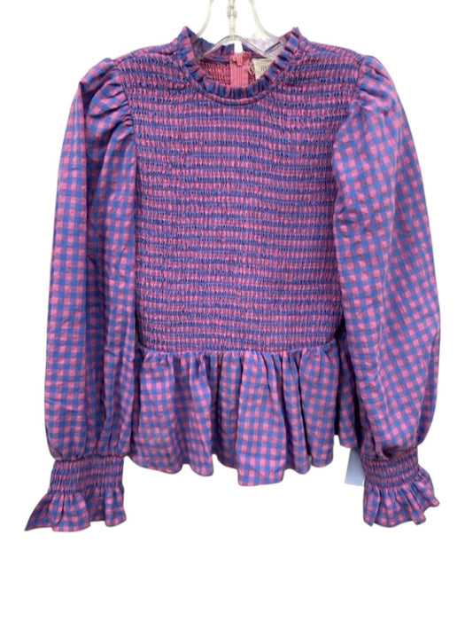Hyacinth House Size S Blue & Pink Cotton Blend Gingham Long Balloon Sleeve Top Blue & Pink / S