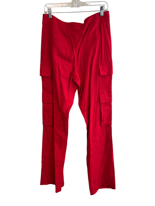 Alice + Olivia Size 10 Red Linen & Viscose High Rise Zip Fly Cargo Pockets Pants Red / 10
