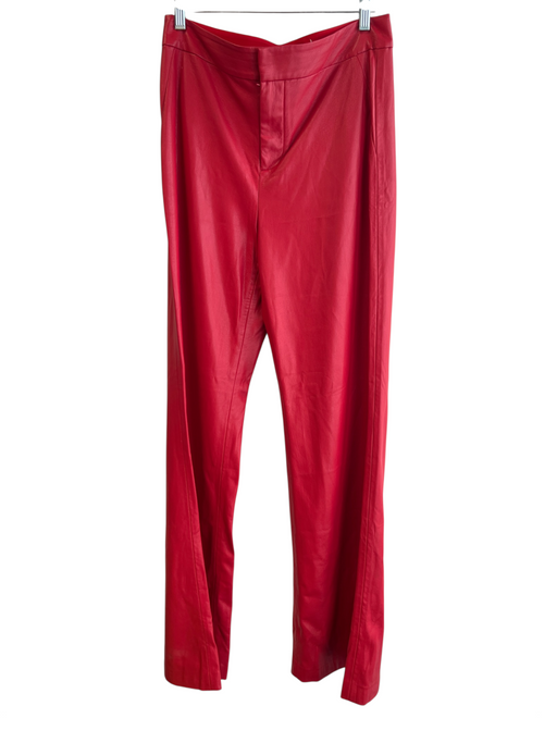 Alice + Olivia Size 8 Red Polyurethane Faux Leather High Rise Zip Fly Pants Red / 8