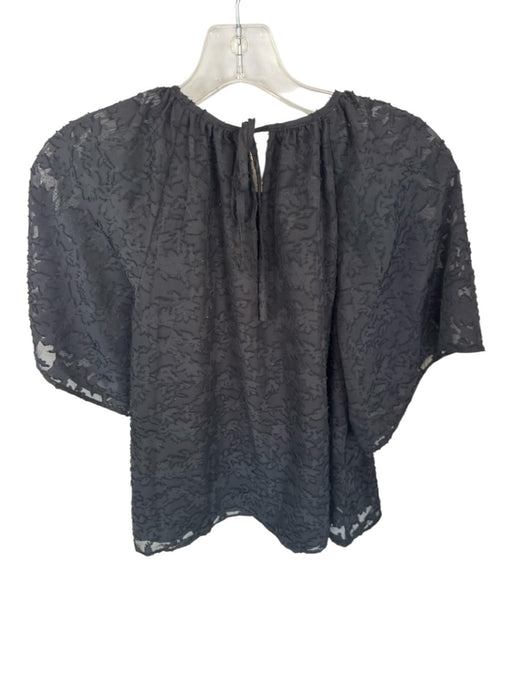 Crosby Size XS Black Polyester Short Sleeve Textured Back Tie Top Black / XS