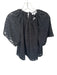Crosby Size XS Black Polyester Short Sleeve Textured Back Tie Top Black / XS