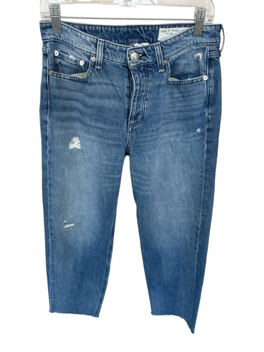 Rag & Bone Size 26 Med Dark Wash Cotton Low Rise Button Fly Wide Leg Jeans Med Dark Wash / 26