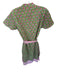 Uncle Frank Size S Green & Pink Cotton Short Sleeve Flowers Belted Dress Green & Pink / S